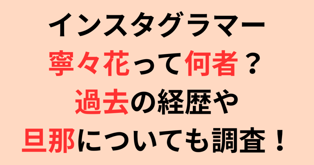 インスタグラマー寧々花って何者？過去の経歴や旦那についても調査！