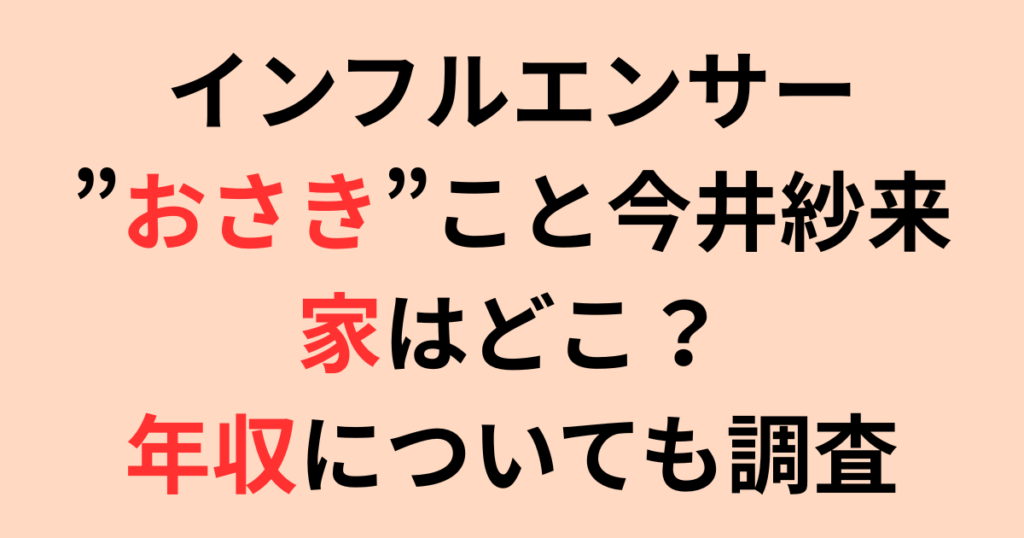 インフルエンサー”おさき”こと今井紗来の家はどこ?年収についても調査